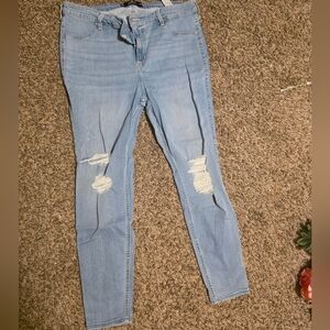 Hollister Light Blue Distressed Jeggings Sz 18